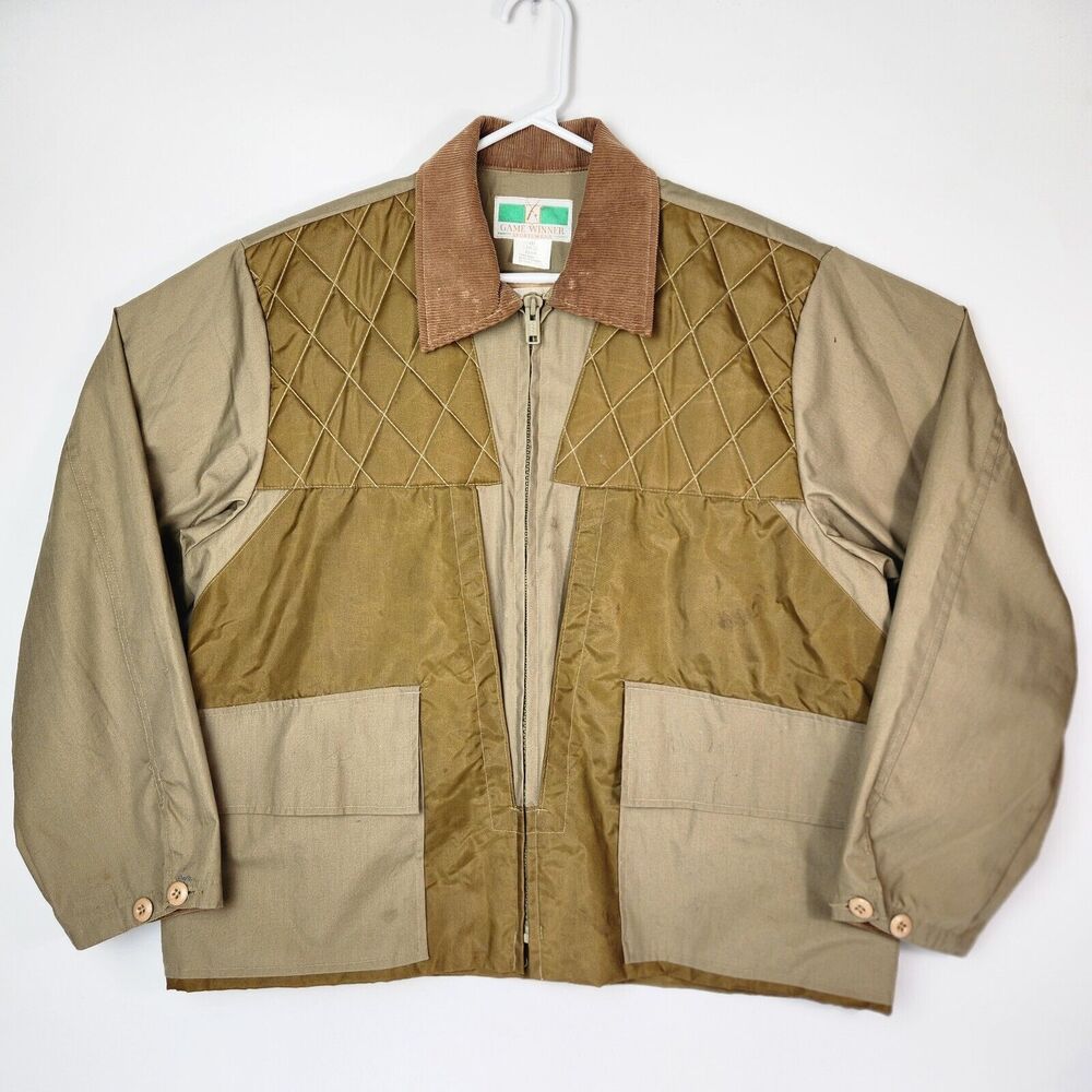 Vtg Hunting Jacket Mens L Duck Canvas Quilted Corduroy Collared Outdoors‎ Rugged